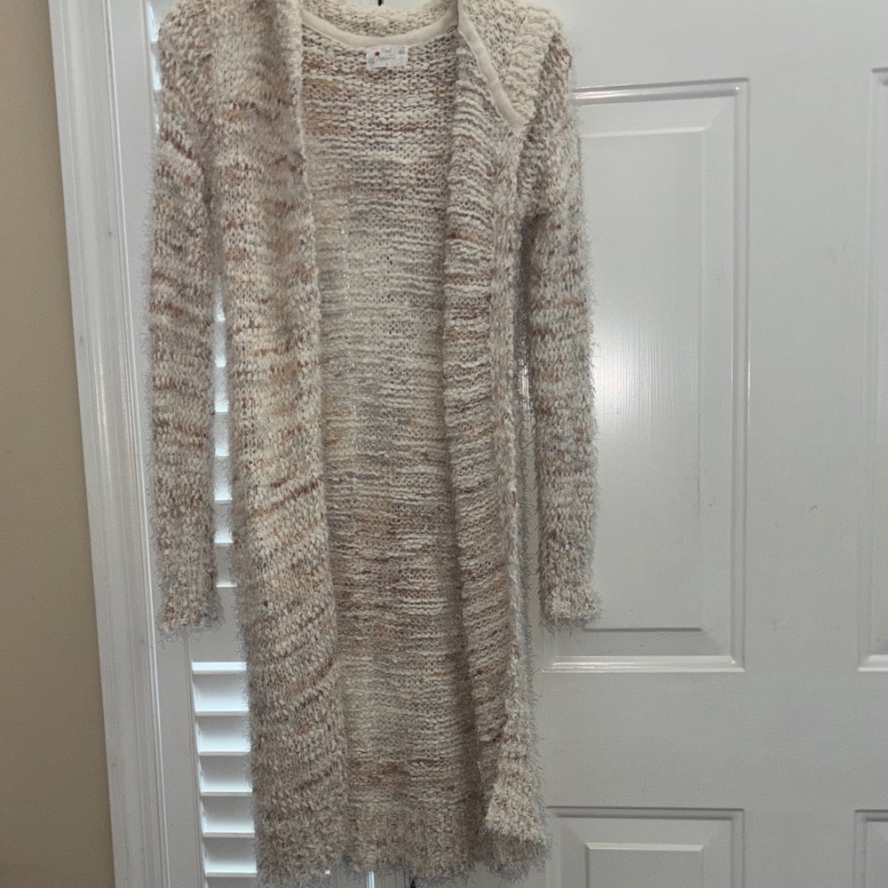 Poof Apparel Cozy Cream Knit Women's Cardigan